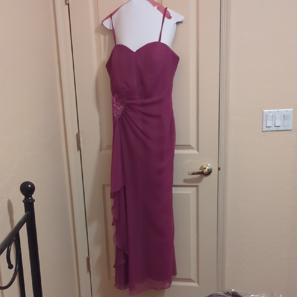 Impression Bridal Purple Spaghetti-strap Bridesmaid Gown